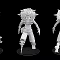 Game Movie Character With Spiked Shoulder Armor Green Pants And Mechanical Elements Three Quarter Views