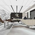Modern Living Dining Room Interior Design With Sofa Coffee Table Abstract Rug And Moon Decor
