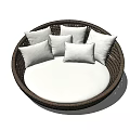 Comfortable Rattan Round Single Sofa With White Cushion And Soft Pillows