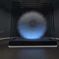 Interactive Art Installation With Spherical White Fiber Structure And Metal Frame