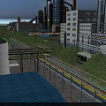 Modern Industrial Plant With Large Storage Tanks Conveyor Belts Pipes And Green Trees