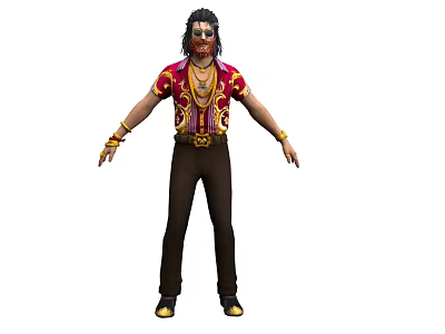 Man In Red And Gold Ornate Vest With Black Pants Gold Shoes And Accessories 3d model Man In Red And Gold Ornate Vest With Black Pants Gold Shoes And Accessories 3d model