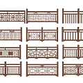 Traditional Wooden Railings Featuring Intricate Carved Patterns And Various Designs