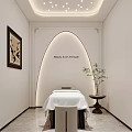 Modern Elegant Beauty Salon Reception Interior With Product Display Shelves And Cozy Lounge Area