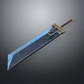 Blue Blade Sword With Golden Hilt Guard Brown Handle And Red Gemstone