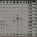 Modern White Geometric Room Divider With Hollow Design And Green Plants