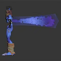 Fantasy Game Movie Character With Blue Body Brown Wings Glowing Blue Details Leg Armor Claws