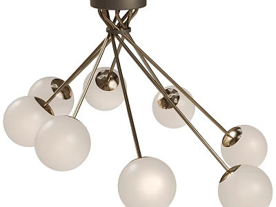 Modern Chandelier With White Globe Shades And Sleek Metallic Arms Design 3d model