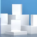 Ecommerce Product Display With White Pedestal Stands And Blue Background