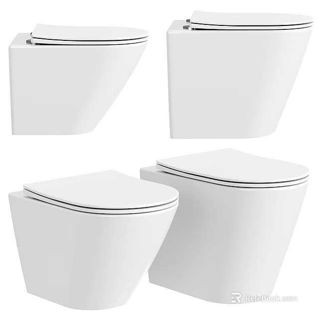 Modern White Toilet Design With Sleek Appearance And Different Angles View 3d model 