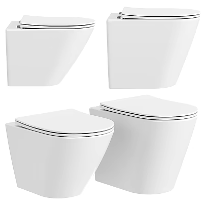 Modern White Toilet Design With Sleek Appearance And Different Angles View 3d model