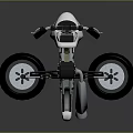 Futuristic Three Wheeled Motorcycle With White Black Body Mechanical Suspension And Handlebar Controls