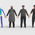 3D Character Models Featuring Skeleton And Various Outfits Like Apron Sweater And Suspenders