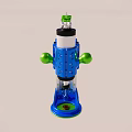 Colorful Toy Drill Press With Blue Base Green Knobs And Rotary Mechanism 3d model