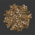 Organ and Hair Golden Complex Structure with Hollow Design Glossy Texture and Reflective Effect