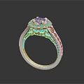 Elegant Sparkling Diamond Ring With Platinum Setting And Intricate Carved Design