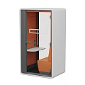 Modern Stylish Public Chair With Orange Seat White Backrest And Comfortable Armrest