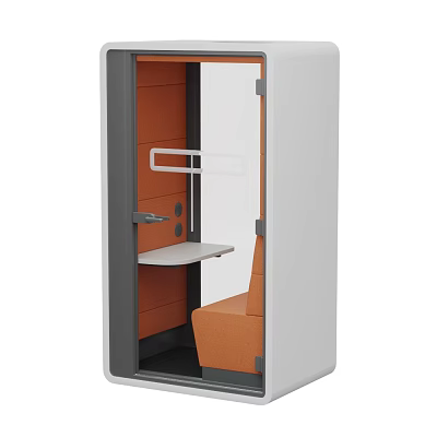 Modern Stylish Public Chair With Orange Seat White Backrest And Comfortable Armrest 3d model