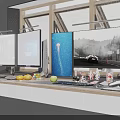 Professional Computer Workstation Setup With Multiple Monitors And Desktop Accessories 3d model