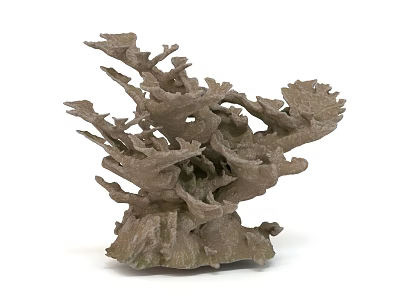 Intricate Brown Coral Inspired Sculpture With Detailed Carving Structure 3d model