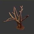 Artistic Tree Stump Model With Brown Branches Green Base And Tiny Green Shoot