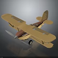 Vintage Yellow And Red Biplane Model With Detailed Propeller And Wings