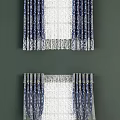 Blue And White Curtains With Floral Pattern Sheer Center Panel And Decorative Edges