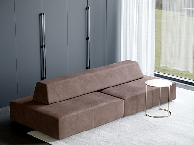 Modern double-sided sofa module sofa tofu block sofa combination sofa metal side table 3d model