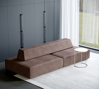 Modern double-sided sofa module sofa tofu block sofa combination sofa metal side table 3d model