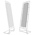 Pair of Floor Standing Mirrors With Gold Metal Frames For Home Decor