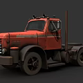Vintage Red Heavy Duty Truck With Classic Front Design And Large Tires