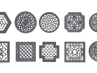Chinese-style Flower Window Garden Window Flower Window Combination 3d model