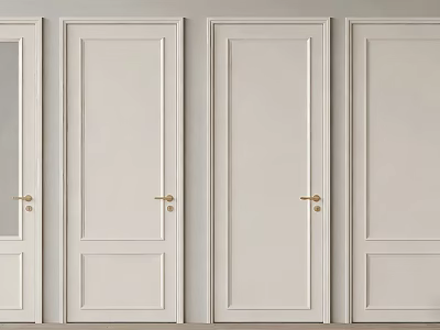 Modern White Interior Swing Doors With Golden Door Handles Design 3d model