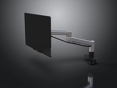 Modern Adjustable Monitor Stand With Metal Arm And Desk Mount Design 3d model