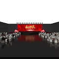 Modern Performance Stage Design With Red Blue Lighting And Seating Arrangement 3d model