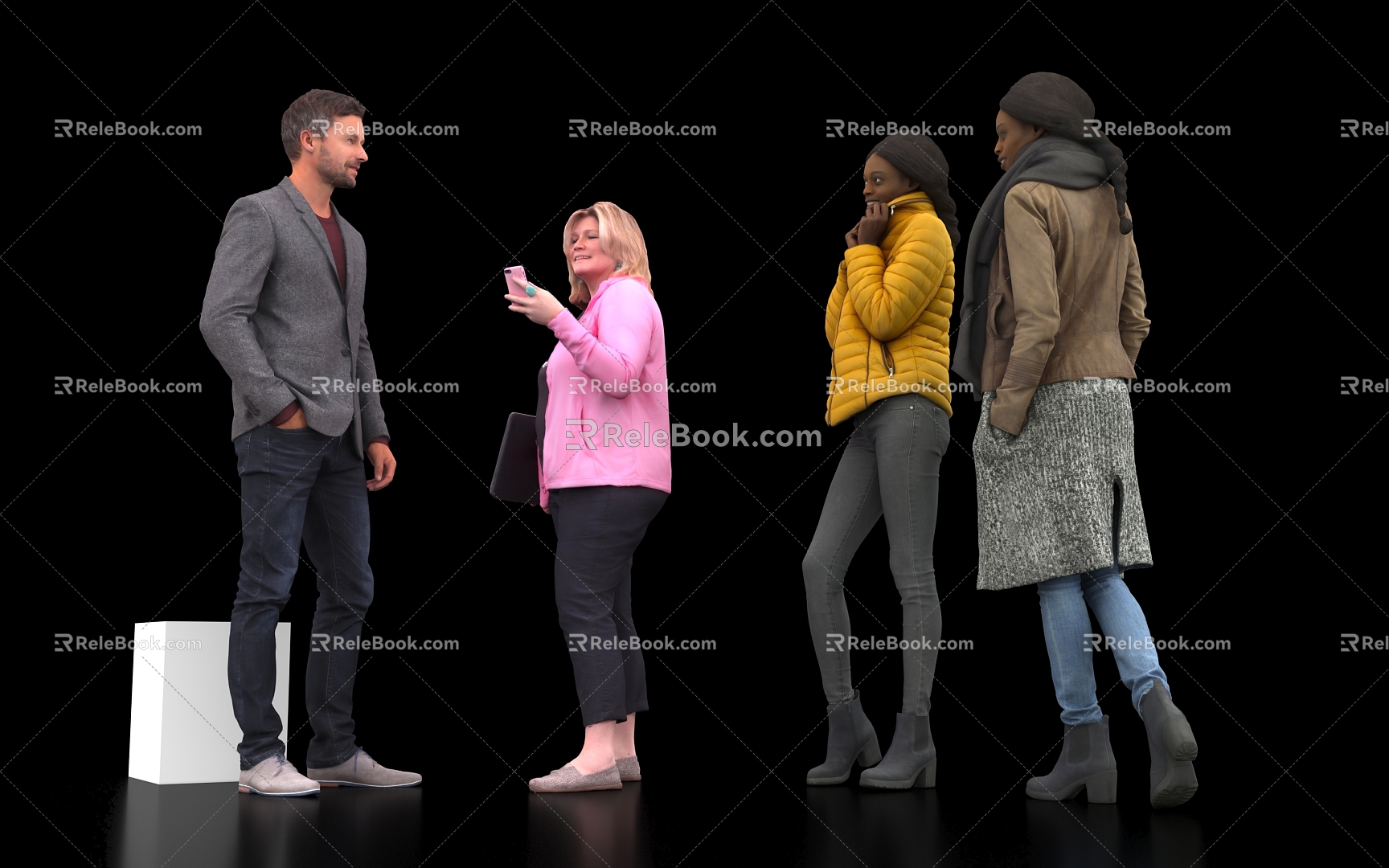 Character Scene Woman Man Beauty Black Model COS Cosplay Handsome Man Backpack Foreigner Standing Sitting Professional Passerby 3d model