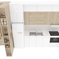 Modern Kitchen Cabinets With White And Wooden Design For Storage Solution 3d model