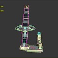 Modern Architectural Design Featuring Tall Tower Spiral Structure Small Adjacent Tower And Base Platform 3d model