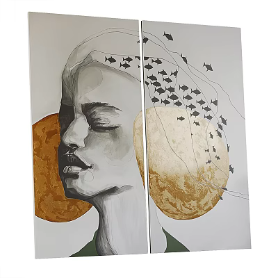 modern figure painting decorative painting 3d model