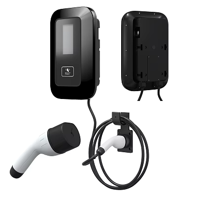 Public Electric Vehicle Charging Facility With Display Screen Charging Gun And Cable Management 3d model
