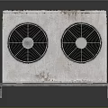 Industrial Air Conditioner Outdoor Unit With Dual Fans And Striped Casing On Metal Pallet