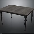 Vintage Style Wooden Table With Gray Tabletop And Decorative Turned Legs