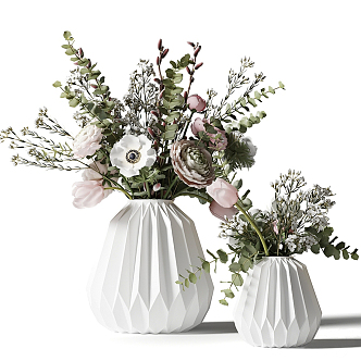 Modern vase ornaments floral art 3d model