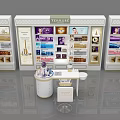 Elegant Tergal Cosmetics Display Shelves With Skincare Products And Retail Showcase Design