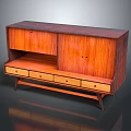 Classic Wooden Wardrobe With Double Doors Four Drawers And Support Legs