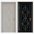 Stylish Interior Swing Doors With Curved Pattern In Light And Dark Colors 3d model