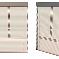 Window Blinds With Two Tone Top Rails And Light Colored Adjustable Slats