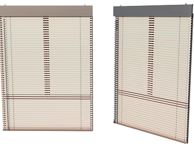 Window Blinds With Two Tone Top Rails And Light Colored Adjustable Slats 3d model