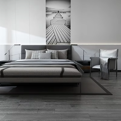 Modern Double Bed Combination 3d model Modern Double Bed Combination 3d model