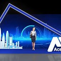 Ace Studio Photo Spot With Blue Geometric Frame And City Skyline Background